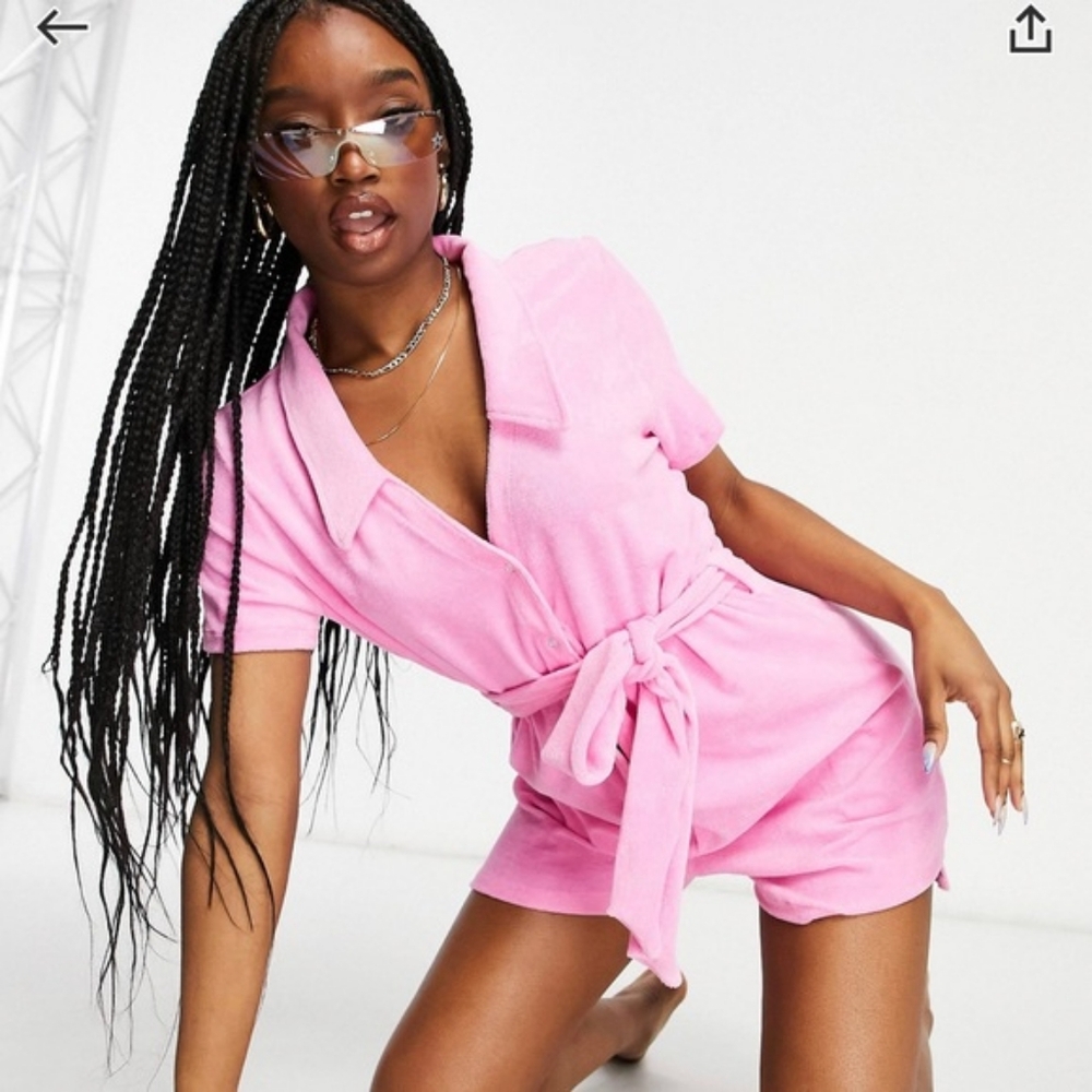 Asos Bubblegum Pink Terrycloth Romper